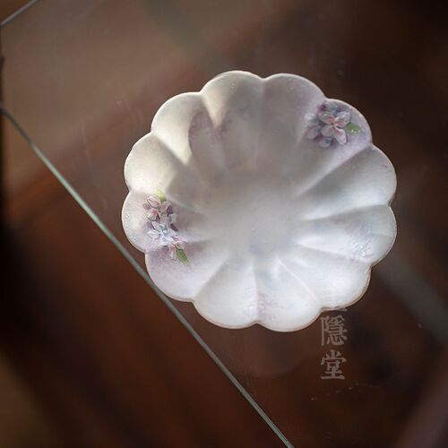 圭隐堂手绘绣球花堆雕陶瓷杯垫烫隔热茶杯垫杯托茶道零