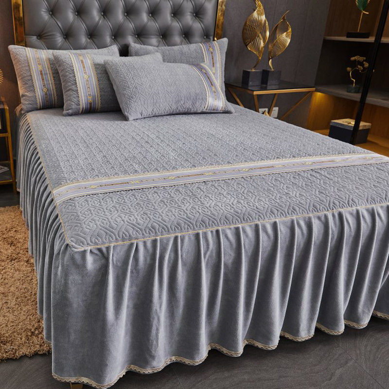 婴儿绒夹棉床裙式床罩单件水晶绒加绒床单加厚珊瑚绒床套,床上用品,床裙,淘宝优惠券,粉丝福利购,淘宝优惠卷