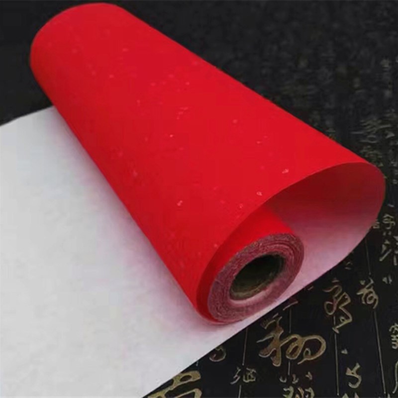 天青万年红宣纸加厚春联对联纸半生熟万年红红色洒金长卷生宣纸