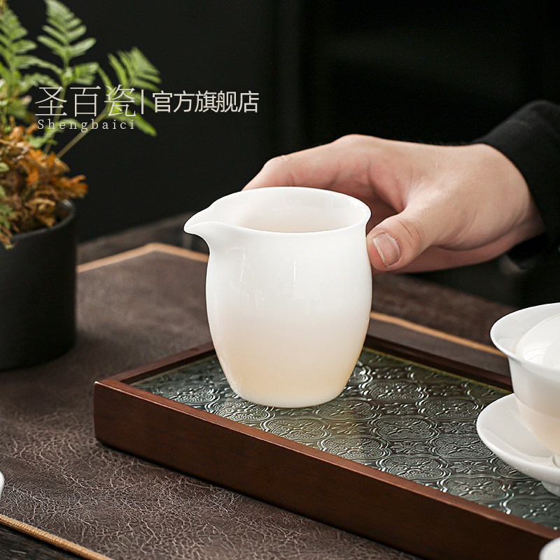 德化羊脂玉冰种白瓷茶海陶瓷美人匀杯分茶器功夫茶具