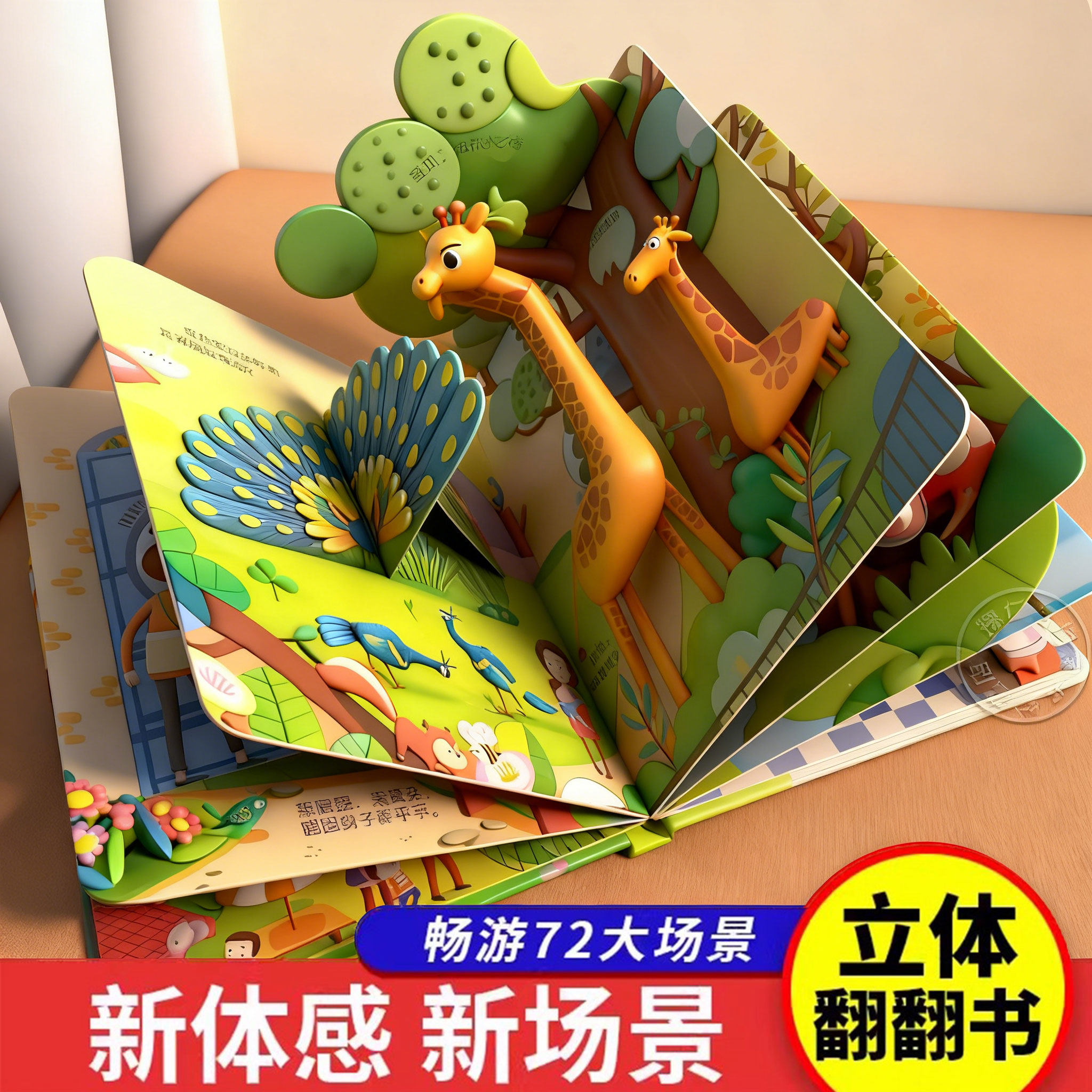 儿童3d立体书翻翻书0-6岁婴幼儿早教认知启蒙绘本动物世界机关书5,玩具/童车/益智/积木/模型,玩具挂图/认知卡,淘宝优惠券,粉丝福利购,淘宝优惠卷