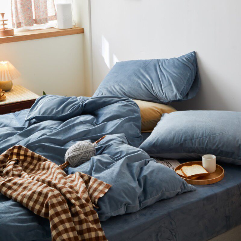 加厚天鹅绒四件套法兰绒冬季被套床单床笠款珊瑚绒床上用品