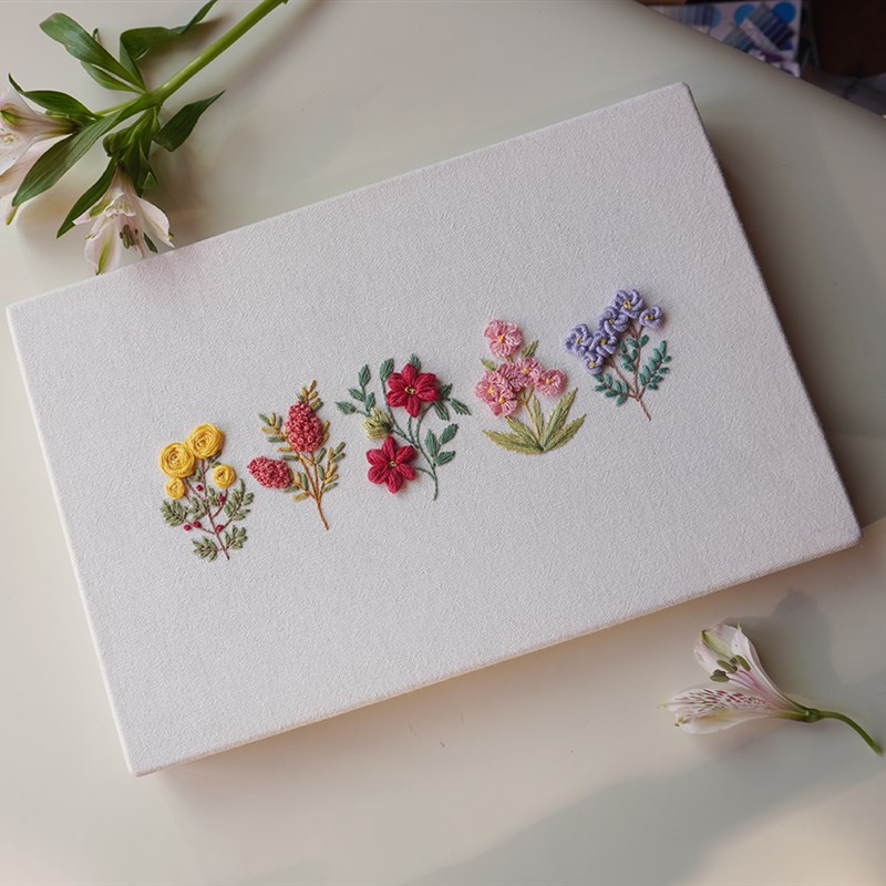 立体花刺绣 刺绣手工材包 花免装裱挂画 有完整教程