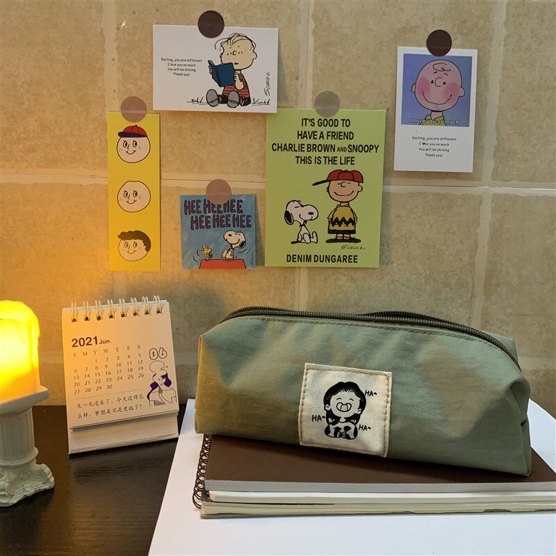 韩国笔袋女风简约小生初中中生印花文具盒
