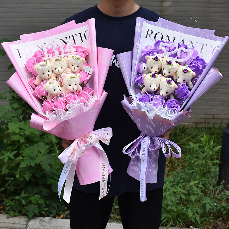 情人节新年生日女生送女朋友老婆妈妈香皂玫瑰花成品花束