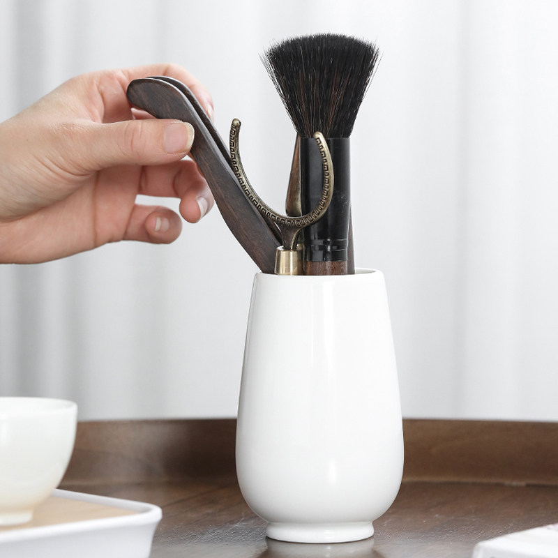 德化玉白瓷茶道六君装组合茶筒收纳笔筒功夫茶具