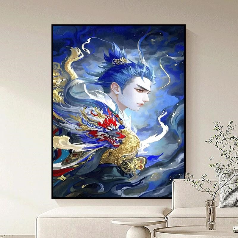 哪吒之魔童闹海diy数字油画高难度创意手工填色高级感丙烯装饰画图片