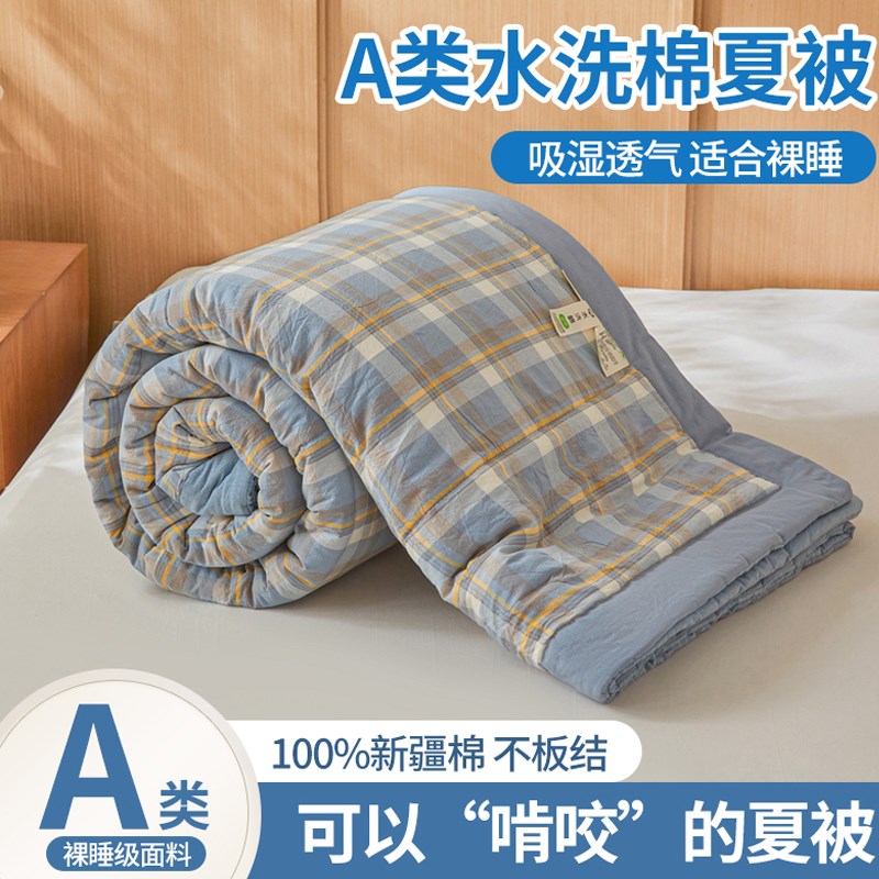 简约格子棉花填充被子被芯可机洗单双人学生宿舍水洗棉空调被夏被