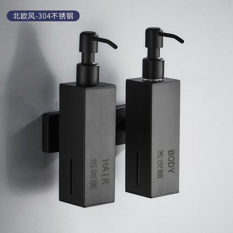 黑色皂液器壁挂式酒店洗发洗手液卫生间宾馆浴室沐浴露瓶商用