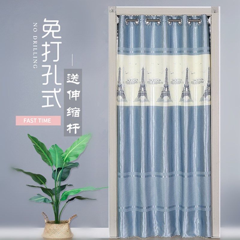 门帘布艺空调帘卫生间厨房试衣间油遮光素面推拉帘