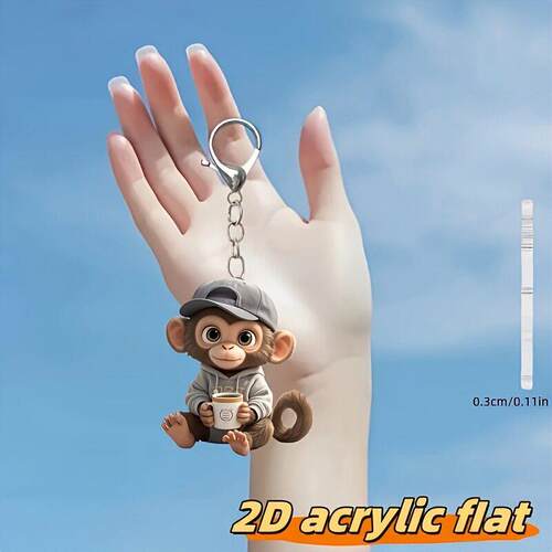 跨境新品2D平面亚克力Protect Punch The Monkey红毛猩猩玩偶挂件