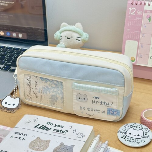 萌系奶蓝小猫笔袋学生女生高颜值