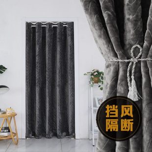 空调门帘挡风帘防冷气隔断帘免打孔家用卧室遮挡隔热法兰绒防风帘
