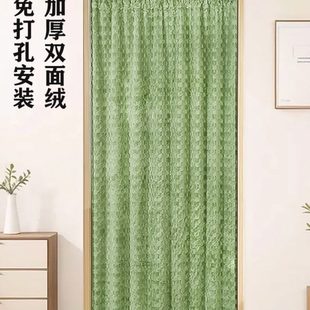保暖防风加厚双面绒卧室家用隔断帘挂帘防寒挡风免打孔 棉门帘冬季
