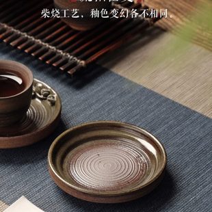 柴烧茶杯垫粗陶家用隔热茶垫子陶瓷杯托茶道配件茶壶垫托壶承 中式