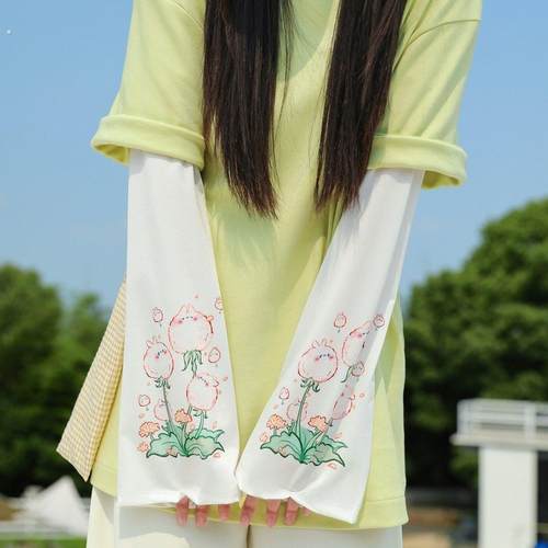 可爱冰袖女防晒夏季新款防紫外线宽松小清新开车手套冰丝袖套袖臂