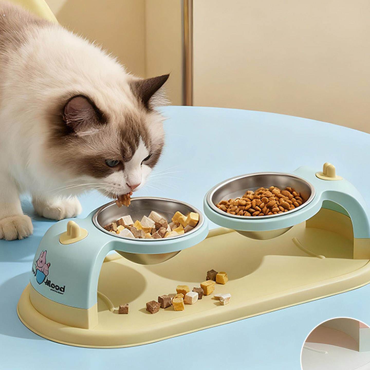 猫碗狗碗宠物不锈钢双碗悬空护颈高架狗食盆可拆防滑防打翻喝水碗