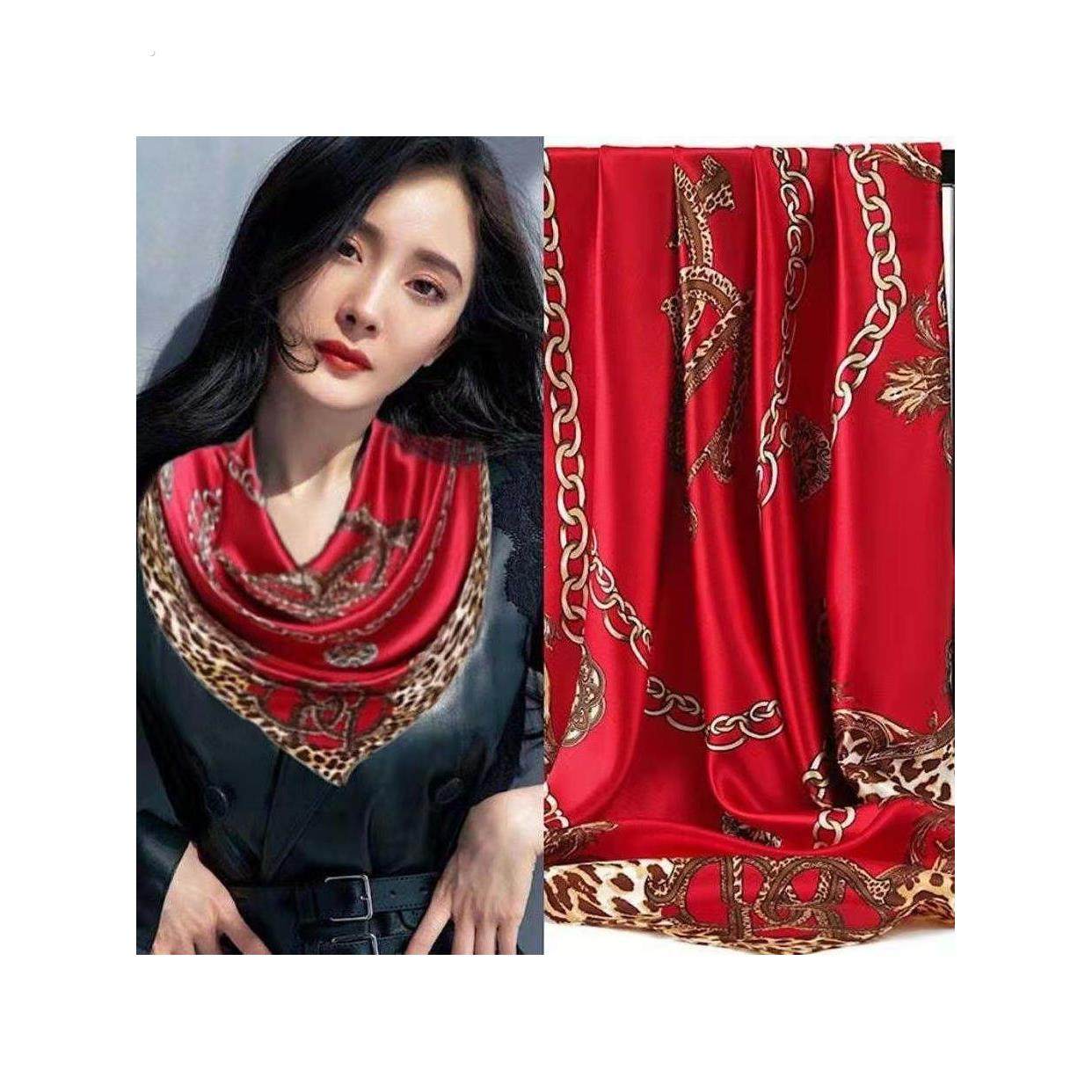 新款90cm 手绘帆船出海 旅游款女士彷真丝大方巾丝巾围巾头巾披肩