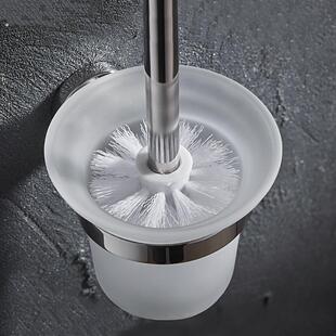 厕所马桶刷底座配件卫生间沥水马桶杯放马桶刷的磨砂杯镂空玻璃杯
