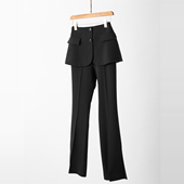 又飒又优雅Z雅25春三醋酸前开叉修身 微喇西裤 可拆卸腰封半身裙女