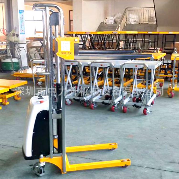 400KG迷你型半电动堆高车不锈钢升高车轻型电动叉车升降车堆垛车