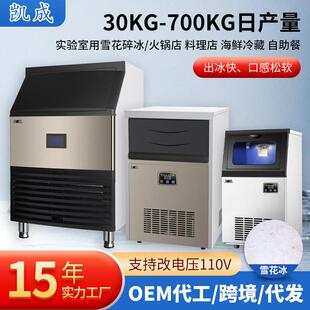 跨境商用海鲜市场雪花制冰机出全自动一体式雪花颗粒碎冰机器厂家