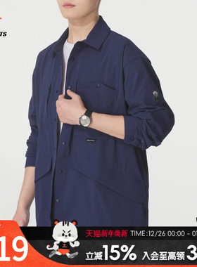 UA安德玛梭织外套男装2025新款翻领户外衬衫夹克休闲上衣 60100