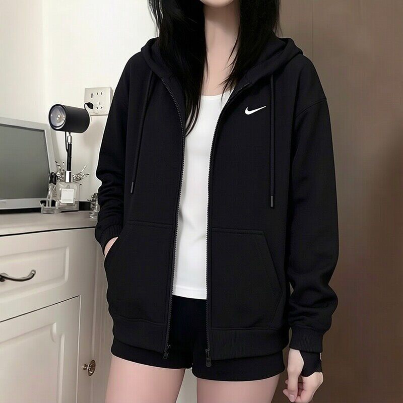 耐克外套女款2026秋季新款旗舰店正品外套女子加绒保暖连帽夹克