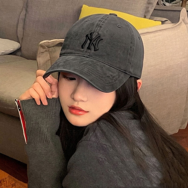 耶运动 | MLB鸭舌帽女帽男帽夏季深灰色大标NY透气遮阳软顶棒球帽