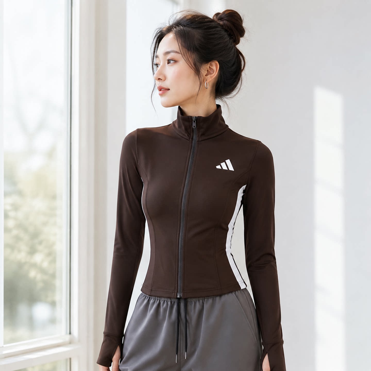 耶运动阿迪达斯外套修身女装2026新款秋季针织紧身衣夹克KY3183