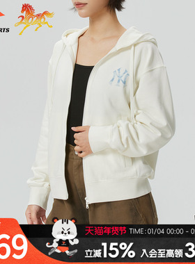 MLB男女同款针织夹克运动服新款跑步针织连帽休闲外套3ATRM0261