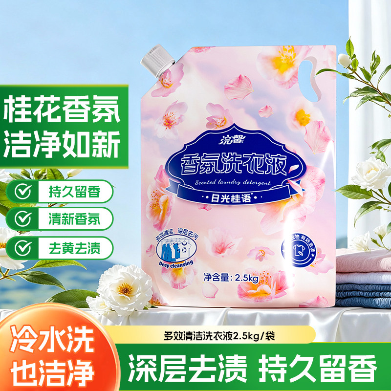 香氛洗衣液2.5kg袋装桂花香氛持久留香深层去渍去黄家用实惠装,洗护清洁剂/卫生巾/纸/香薰,常规洗衣液,淘宝优惠券,粉丝福利购,淘宝优惠卷