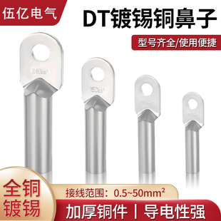 95镀锡接线 DT铜接线端子紫铜接线端子电缆堵油接线耳DT