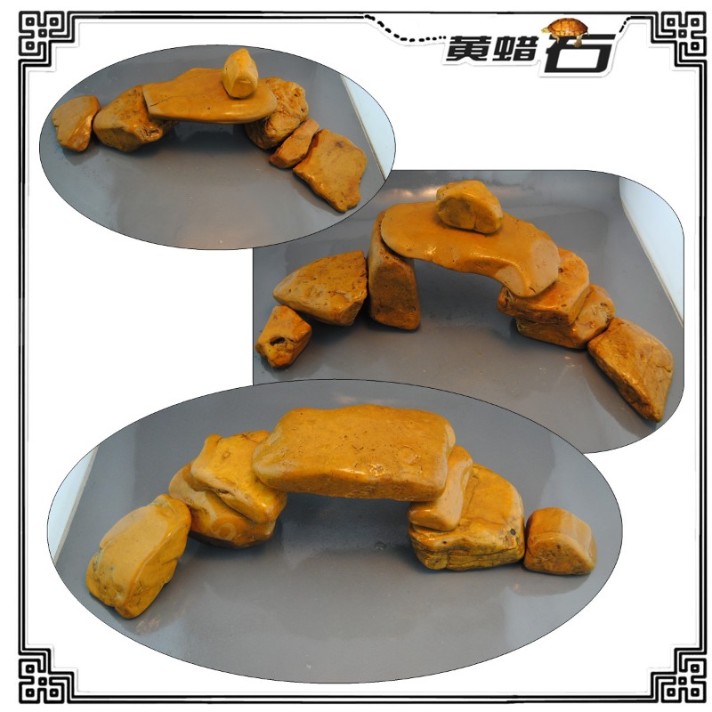 石桥组合天然黄蜡石晒台黄喉缘乌龟苗晒背发色鱼缸造景水族平爬台