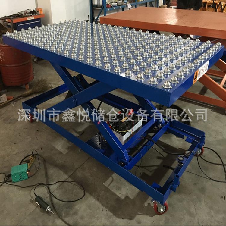 带牛眼电动平台车滚珠移动手动平台车12V手推升降平板车