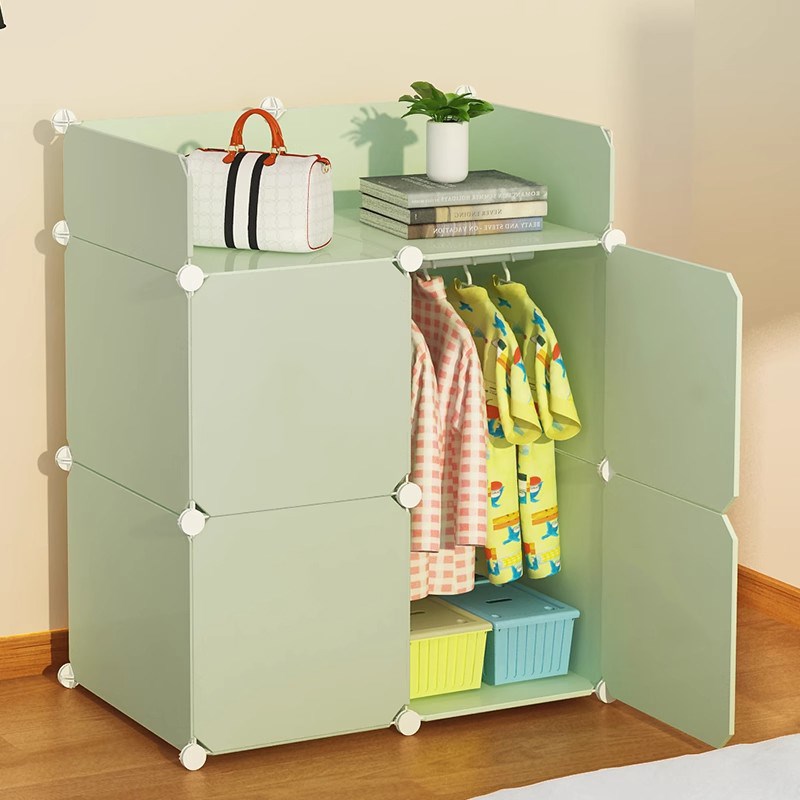 衣柜简易组装塑料布宝宝儿童经济型收纳柜子合单人储物婴儿小衣橱