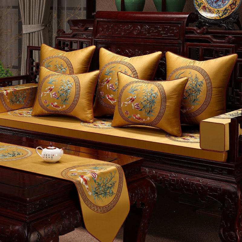 新中式沙发垫红木家具坐垫中国风锦鲤刺绣罗汉床座垫定套罩,居家布艺,沙发垫,淘宝优惠券,粉丝福利购,淘宝优惠卷