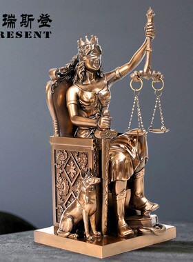 仿铜欧式复古雕像公平公正女神司法院律师事务所天平法律