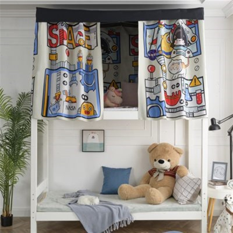 学生宿舍男女上下铺带支架in强遮光床帘一体式寝室卡通蚊帐窗帘