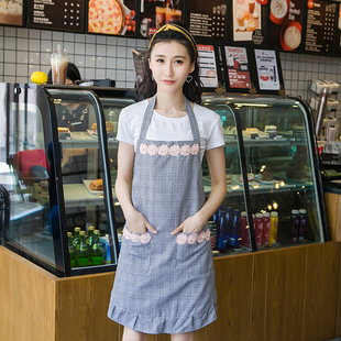 厨房做饭家居奶茶围裙可爱水无袖家用工作韩版餐厅女士吊带
