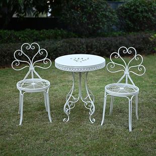 铁艺休闲圆桌靠背椅阳台奶茶咖啡店茶几户外室内庭院花园桌椅