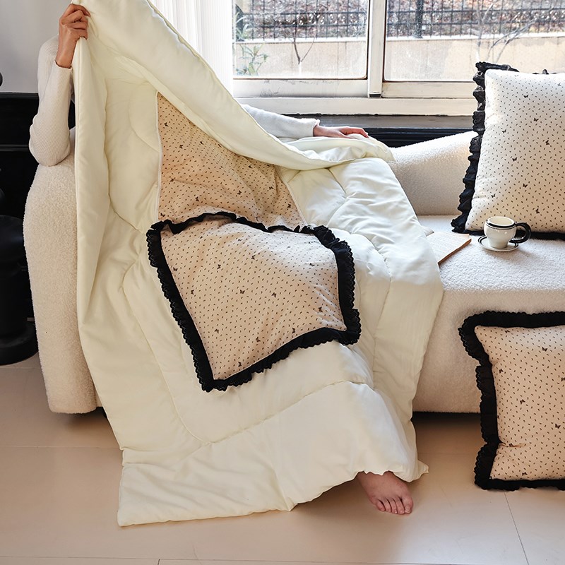 全棉/法式花边 抱枕被子两用二合一办公室午睡汽车车用折叠枕头被