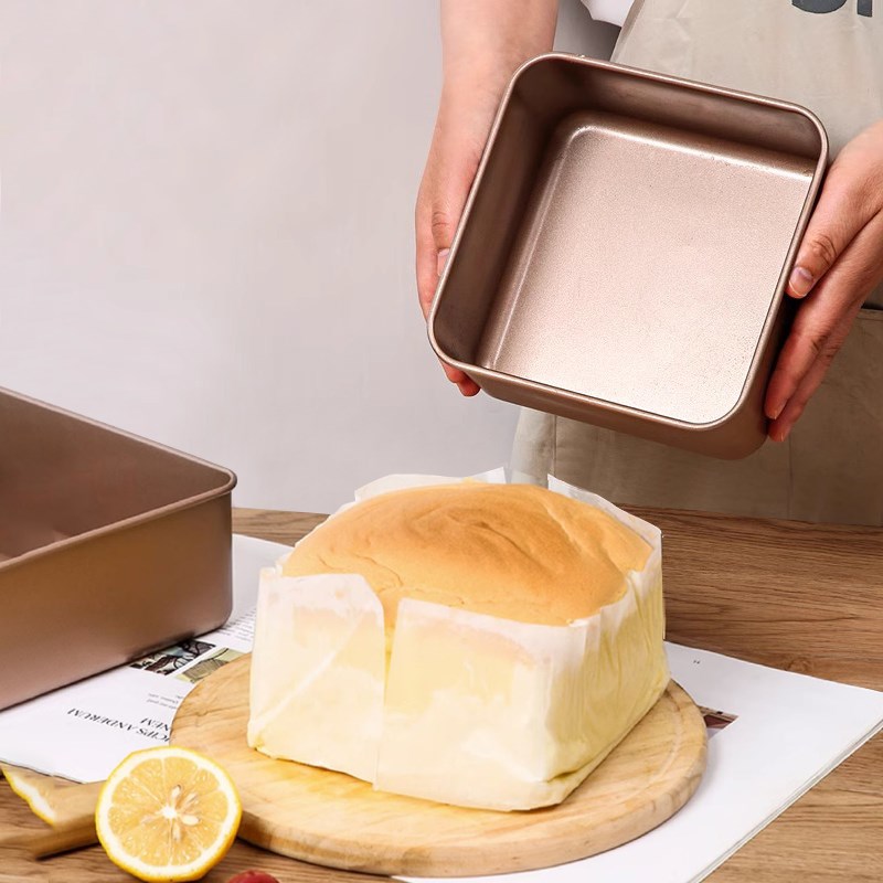 戚风蛋糕模具正方形烤盘烤箱用6-8-9寸蒸糕吐司不沾家用烘焙工具