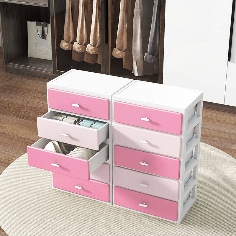 桌面收纳盒抽屉式多层防尘化妆品文具整理箱办公室文件置物收纳柜