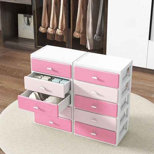 桌面收纳盒抽屉式多层防尘化妆品文具整理箱办公室文件置物收纳柜