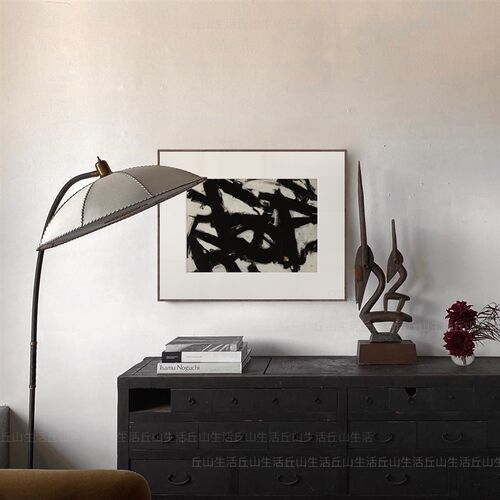 丘生活 现代象艺术画 小众黑白卡纸挂画笔触条边桌画