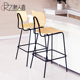 吧台椅子家用简约舒适复古高脚凳家用吧台凳休闲铁艺曲木高凳子
