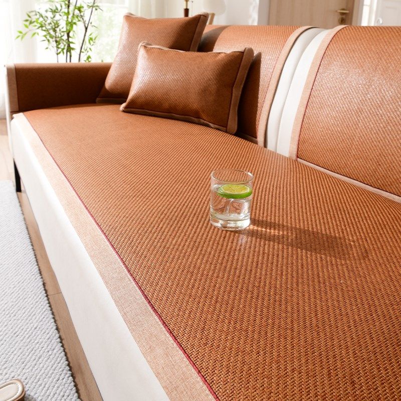 沙发凉席坐垫沙发垫子夏季沙发套夏天三座一贵妃凉席滑冷感藤席