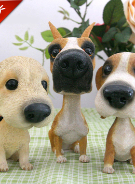 世界名犬仿真摇头狗狗公仔汽车桌面家居饰品摆件节日礼物树脂动物
