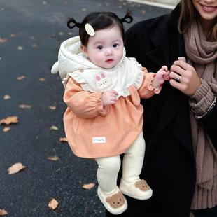 宝宝可外穿洋气罩衣冬天防脏防水儿童反穿外衣公主风女童吃饭围兜